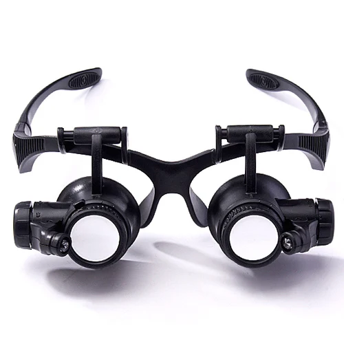 10X 15X 20X 25X Illuminated Goggle Glasses Style Reading Repair Magnifier Loupe Magnifying Glass with  LED Lamps and Headband