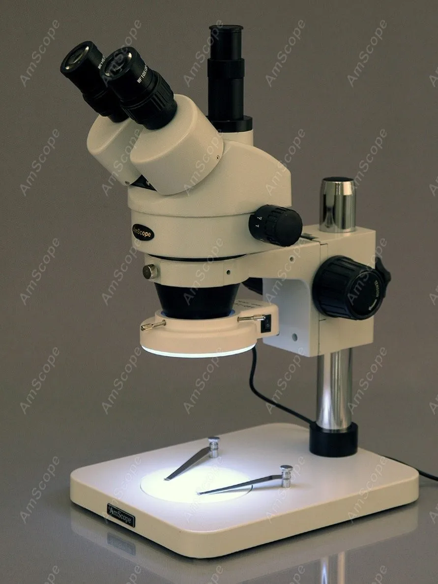 Microscopio de inspección de superficie, suministros de AmScope, inspección de superficie 7X-45X, microscopio estéreo con Zoom 144 LED + cámara Digital de 10MP