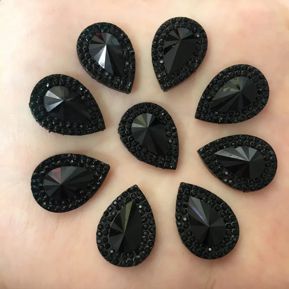 Resin 40PCS 13*18mm Black Drop Flatback Rhinestone Scrapbook Jewelry Making Accessories Supplies F505