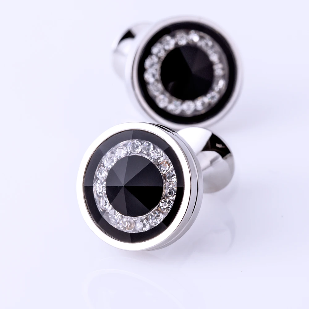 KFLK Jewelry shirt Black Fashion cufflink for mens Brand Crystal Cuff link Male Luxury Wedding Button High Quality guests