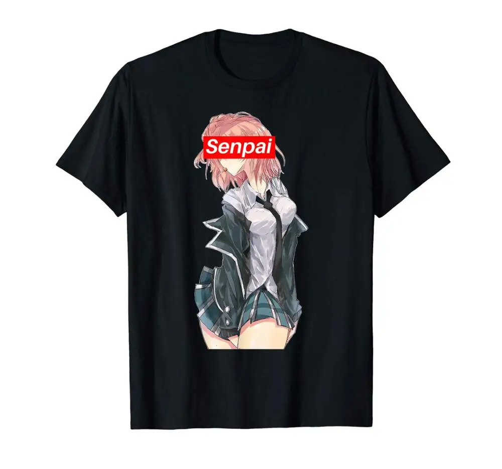 Senpai Notice Me Japanese Anime Girls Cute Shirt Red Box Logo cotton Men Summer Casual Cotton Tee Fashion T Shirt Design Online