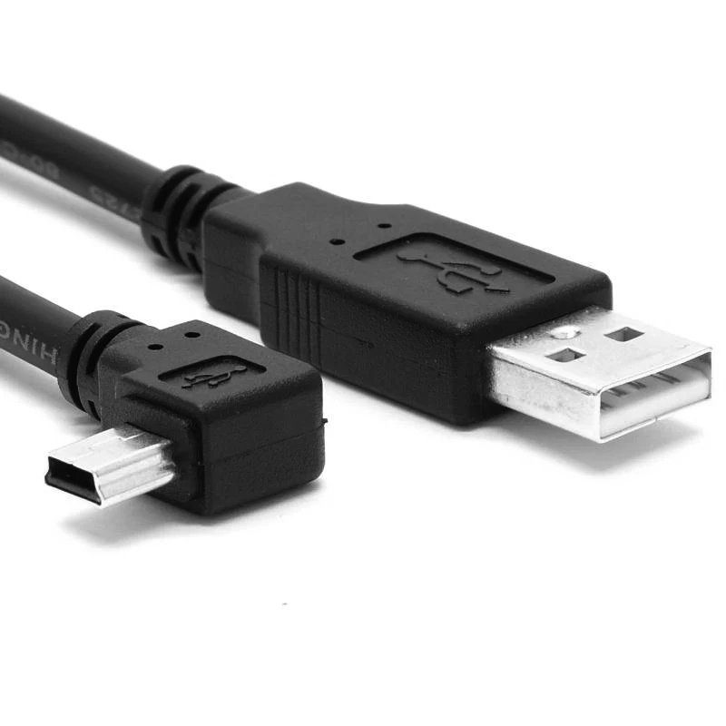 USB 2.0 męski na Mini USB B typ 5pin 90 stopni w górę i w dół oraz lewy i prostopadły męski kabel danych 0.25m/0.5m/1.8m/5m 20cm 50cm 6FT