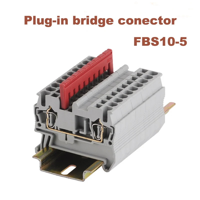 10Pcs FBS10-5 Spring Terminal Central Connector Din Rail Terminals Block ST-2.5 Plug-in Bridge Short Connection Strip