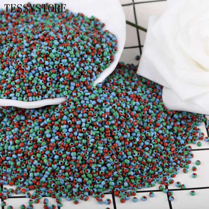 1000pcs/lot 2mm Two-color Beads Round Hole Glass Seed Beads Crystal Tricolor Beads For Jewelry Making Necklace Handmade DIY