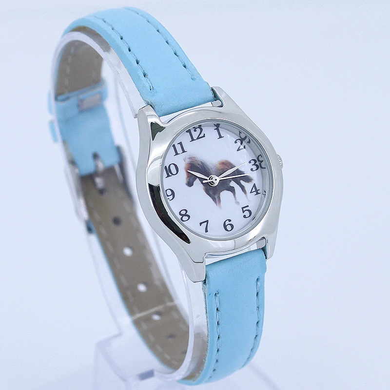 10 قطعة/الوحدة ، السائبة الكرتون الساعات جميلة فتاة صبي الأطفال هدية الحصان الجلود الكوارتز طالب الاطفال الحيوان ساعة اليد U11M