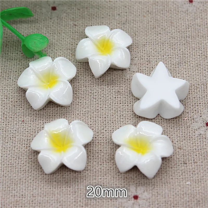 16mm/20mm/25mm Plumeria Rubra kwiat żywica Flatback Cabochon DIY biżuteria ozdoba do telefonu komórkowego