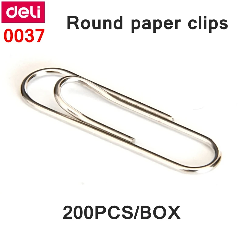 Wholesale 200PCS/BOX Deli 0037 Round paper clips 29mm metal clips Nickel plated clips