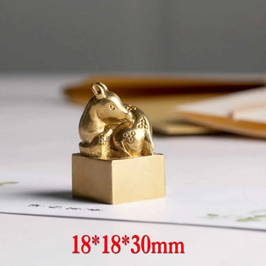 China Archaistic Stamp Seal Ancient China Brass Square seal Deer shape Art Painting Calligraphy Supplies Set