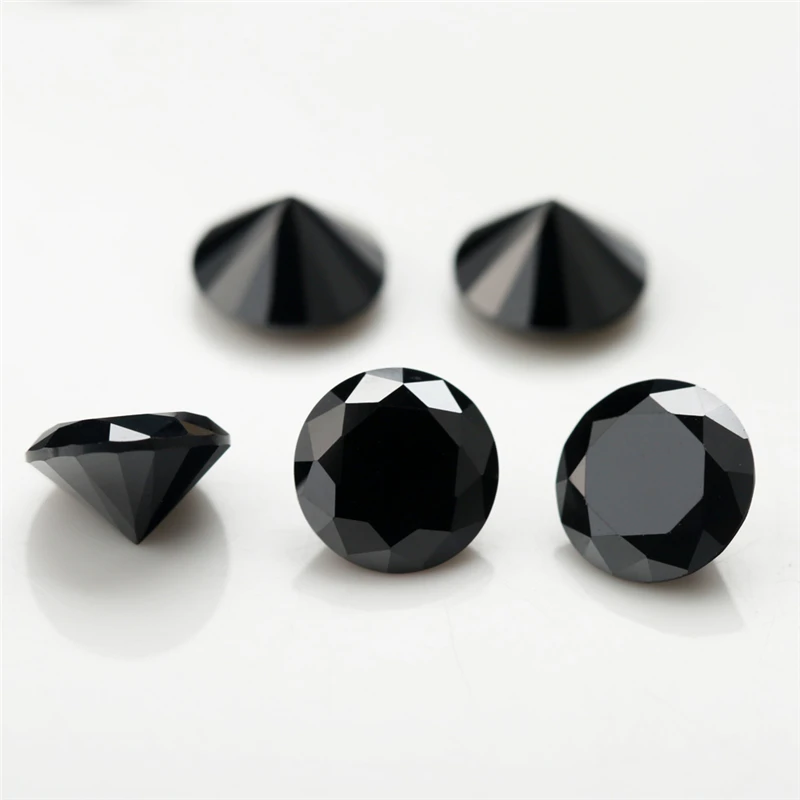 1~3mm Round Cut Black Color Nano Synthetic Gems Stone For Jewelry