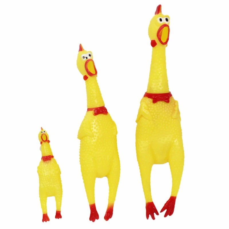 Funny Cute Cartoon Rubber Screaming Chicken Big / Puppy Interactive Chewing Dog Toy Cleaning Teeth Sm ll Pet Squeaker Toys