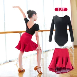 New Children Latin Ballroom Dance Dress Girls Performance Latin Suit Kids Dance Top & Skirt Sets Latin Competition Costumes