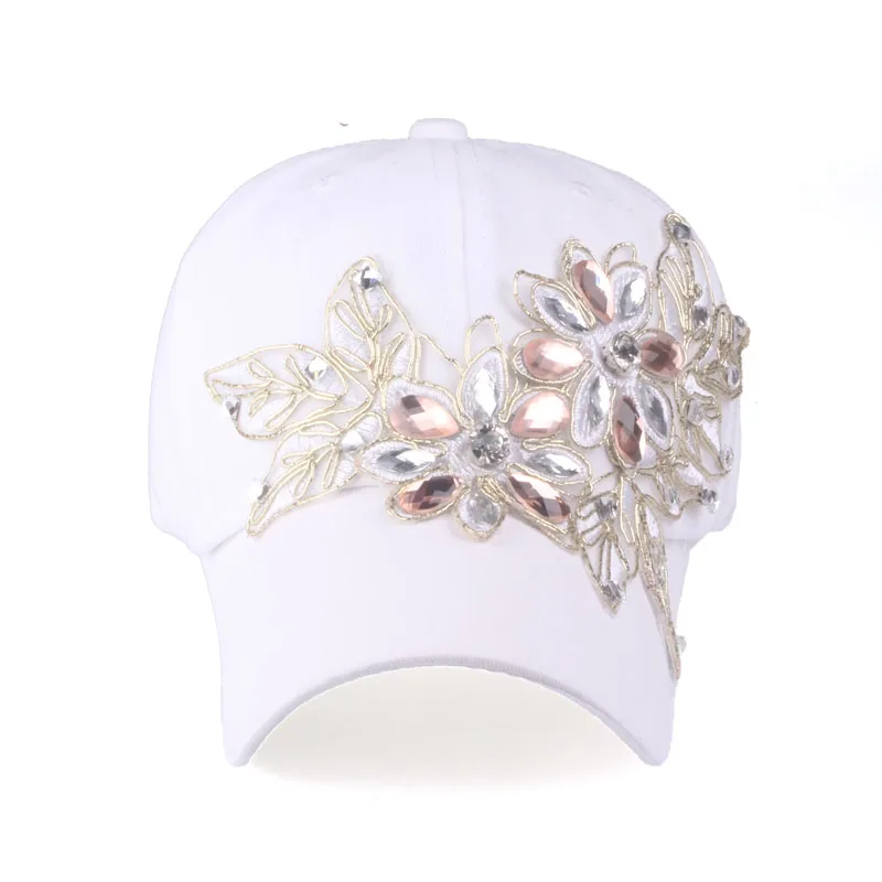 [YARBUU]Brand Baseball Cap with Rhinestone women casual snapback hat for flower new fashion solid summer sun lady hats wholesale