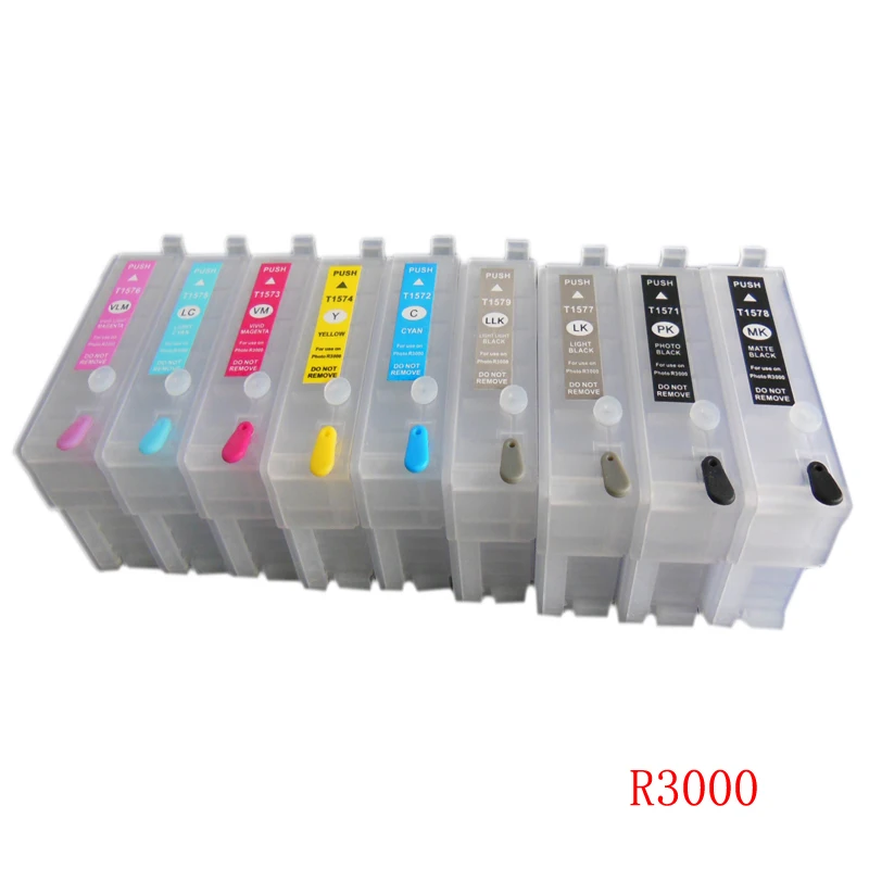 Vilaxh For Epson R3000 Refillable cartridges for Epson stylus R3000 Printer T1571 T1572 T1573 T1574 T1575 T1576 T1577 T1578 T157