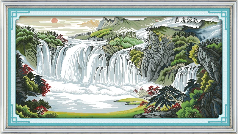 

River and mountains cross stitch kit 18ct 14ct 11ct count printed canvas stitching embroidery DIY handmade needlework