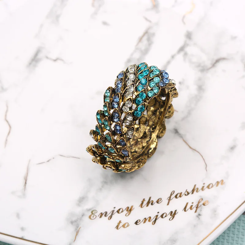 Creative Zinc Alloy Napkin Ring, Blue Rhinestone, Hotel Box, Table Decoration, 10Pcs