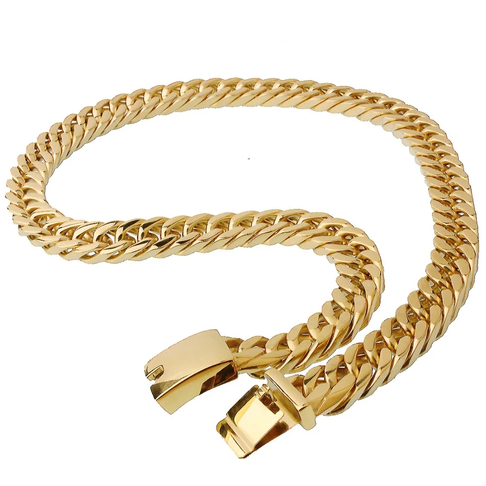 

15/17mm Heavy Cuban Man Necklace Bracelet Stainless Steel Punk Chain Best Gift Hip-hop Boys Jewelry Accessories Wholesale Retail