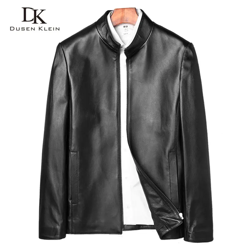 

Dusen Klein Men Genuine Leather Jacket Sheepskin Coat Slim/Casual/Black 71D1706