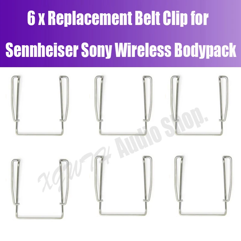 6 x Unit Metal Replacement Belt Clips for Sennheiser G1 G2 G3 Sony Wireless Bodypack Transmitter Microphone System