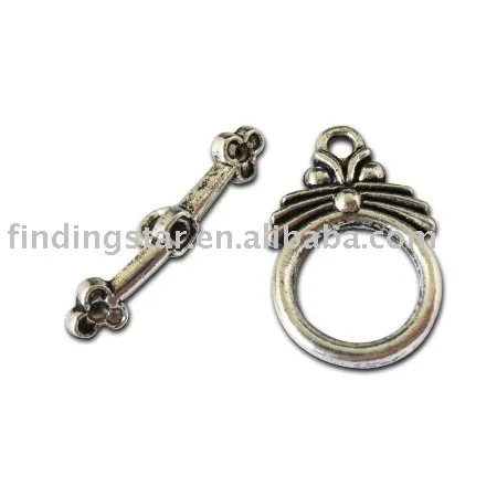 

FREE SHIPPING 100sets Tibetan Silver Color circle toggle clasps A10579