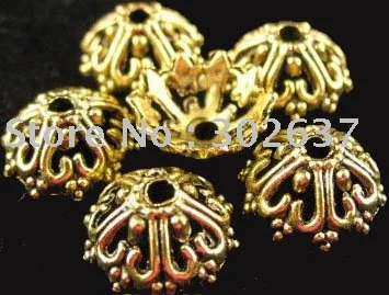 

FREE SHIPPING 300Pcs Antiqued gold hollow bead caps A1028G