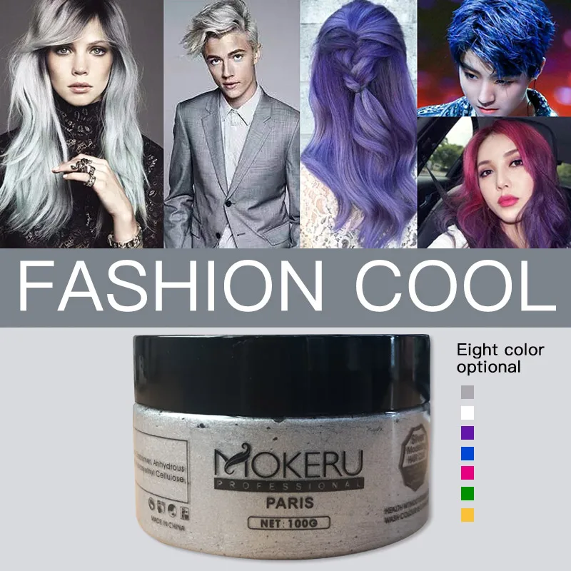 Mokeru DIY Hair Wax Color Cream Temporary Hair Dye Wax Grandma Ash Color Dye Cream One Time White Gray Paint Wax Clay For Hair