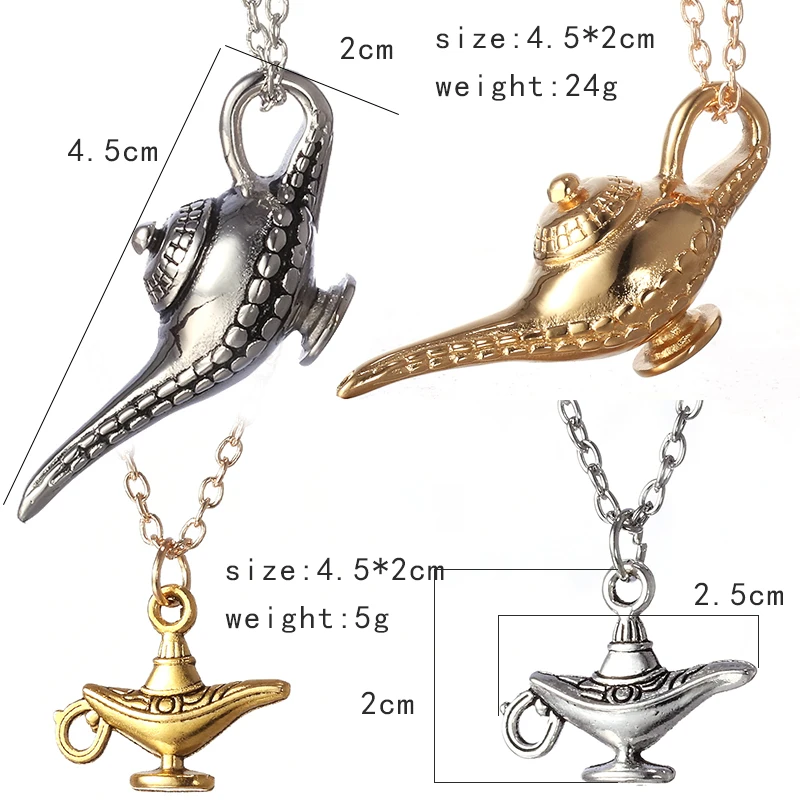 Fashion Diy Fairy Tale Aladdin Magic Lamp Charm Pendant Necklace Hip Hop Metal Bulb Lighthouse Necklace Jewelry For Men Women