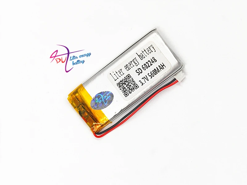 JST 1.25mm 2 pin 602248 3.7V 560mAh Lithium Polymer LiPo Rechargeable li ion Battery For Mp3 MP4 MP5 Speaker GPS PSP Vedio game