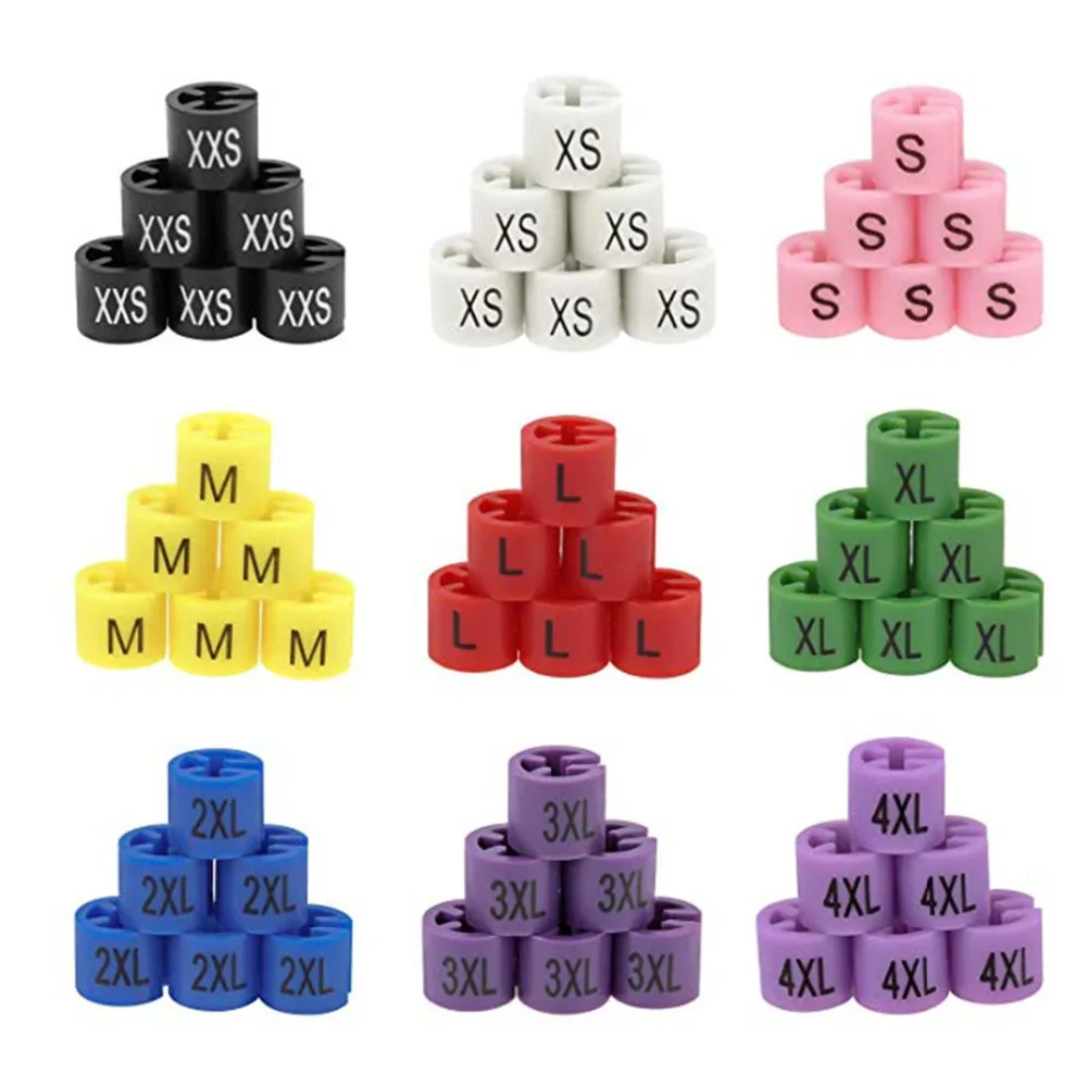 Super Value 450 Pcs Plastic Size Marker for Hanger in Separate Compartments Storage Box Hanger Size Markers With Storage Box