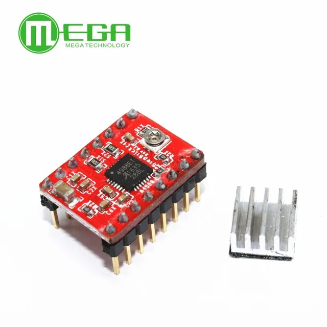 Piezas de impresora 3D Stepstick A4988 DRV8825, módulo de controlador de Motor paso a paso con disipador térmico, rampas Reprap 1,4/1,5/1,6, placa