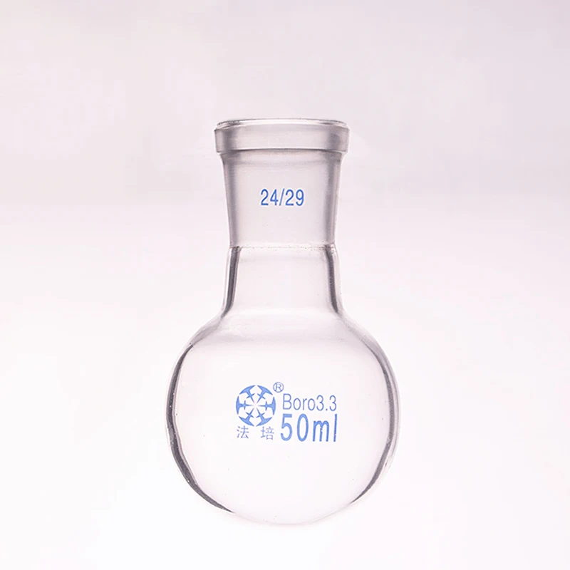 

Single standard mouth round-bottomed flask,Capacity 50ml and joint 24/29,Single neck round flask