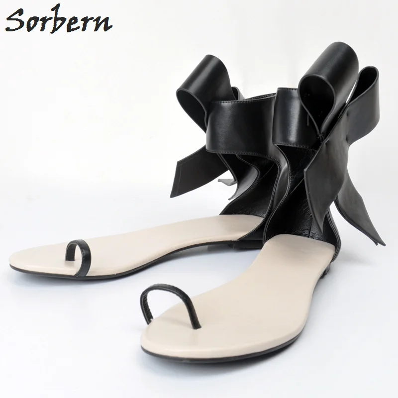 

Sorbern Women Flat With Shoes Sandals Plus Size Flat Sandals For Women Plus Size Ladies Party Sandals Sandales Femme Black PU