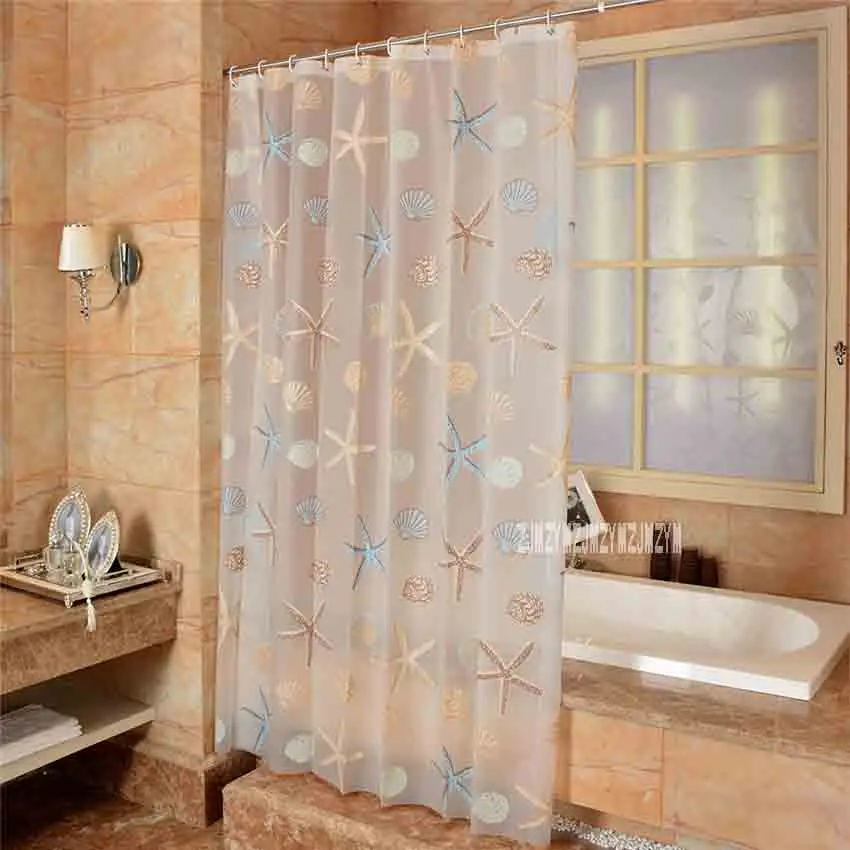 180*240cm New WaterProof Bath Curtain PEVA Shower Curtain Starfish Shell Pattern Home Curtains Bathroom Shower Curtain