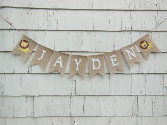

CUSTOM lion elephant horse Safari animal baby shower birthday burlap Banners nursery room Buntings garlands Photo Prop signs