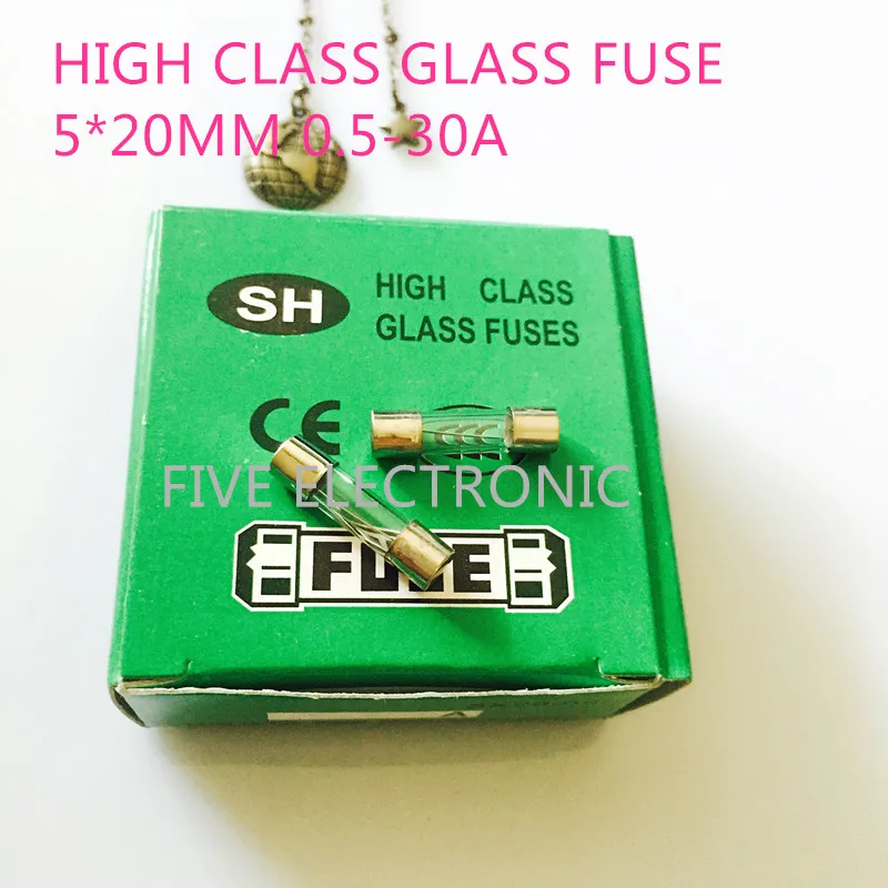 High Class ,ROHS, Glass fuse 5*20mm  250V 0.5-30A glass tube fuse 5X20MM 100pcs/lot