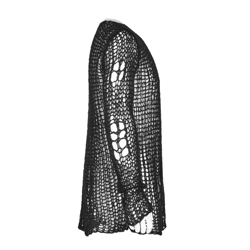 Punk Rave Black Gothic Casual Broken Hole เสื้อกันหนาวผู้ชายเสื้อกันหนาวเสื้อ Visual Kei OPM004