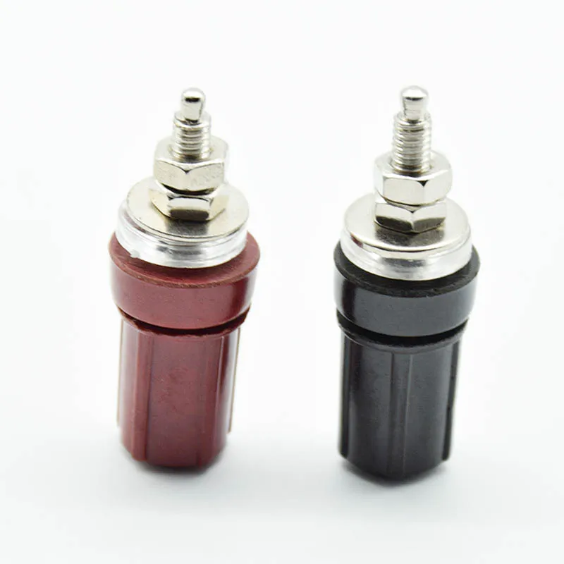 2PCS Banana Jack The M4   Copper+Iron terminal  Grounding column 4 mm banana plug js3-2 4mm red black