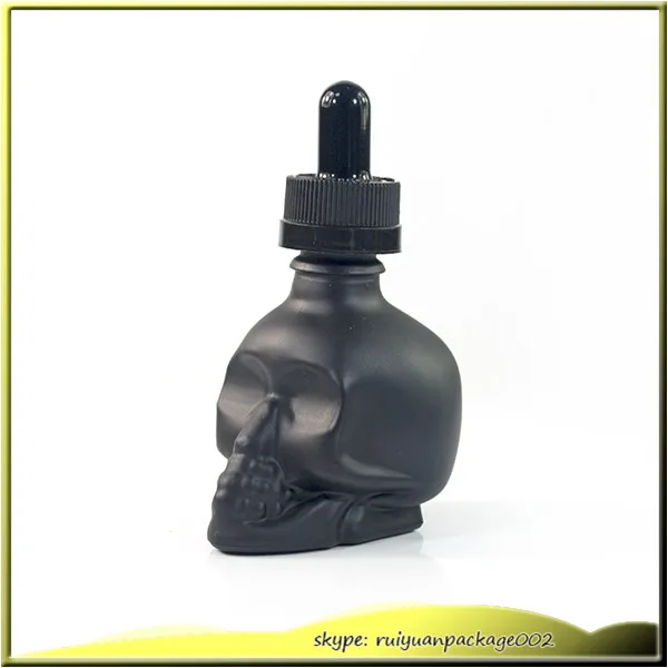 

20pcs * glass skull dropper bottles 15ml matt black skull glass bottles with black cap Ejuice Glass Bottles