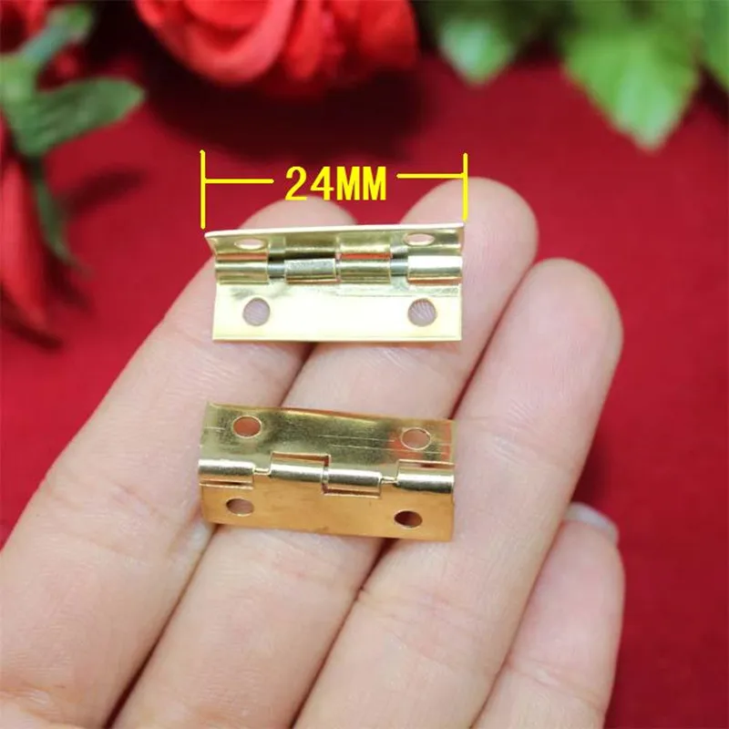 

Bulk Yellow Metal Cabinet Door Luggage Mini Hinge,4 Holes Decor,Furniture Decoration,Antique Vintage Old Style,24*9mm,500Pcs