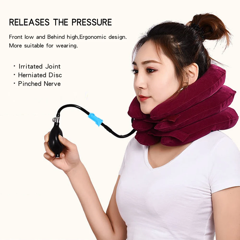 3 Layer Inflatable Air Cervical Neck Traction Device Soft Neck Collar for Pain Relief Neck Stretcher Pain Releave