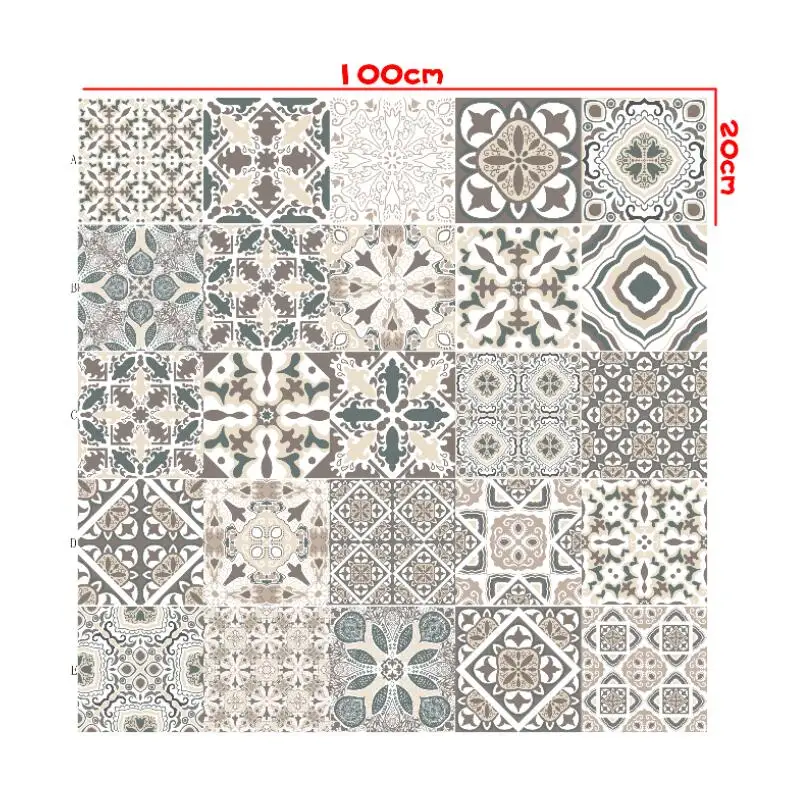 Portuguese Style Retro strip Tiles Ceramics Wall Sticker Kitchen Bathroom Wardrobe Art Mural Home Decor Peel & Stick Wall Decals