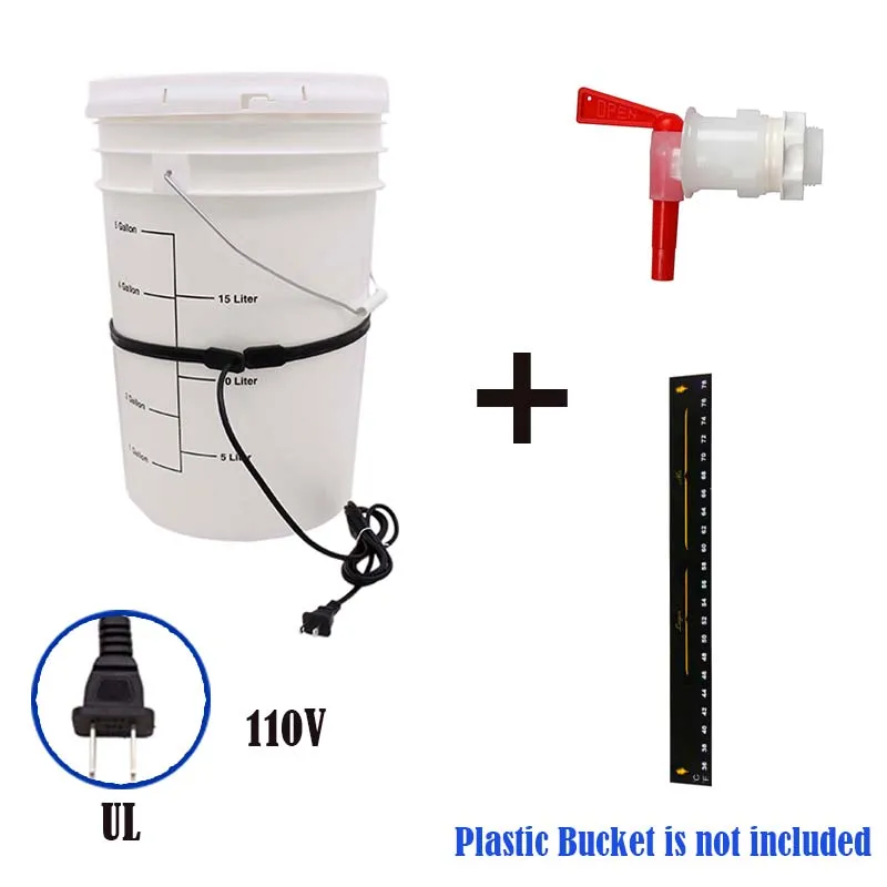 Homebrew Plastic Fermenter Kit EU/UL Plug Brew Belt Digital Adhesive Stick Thermometer Bottling Spigot Kit