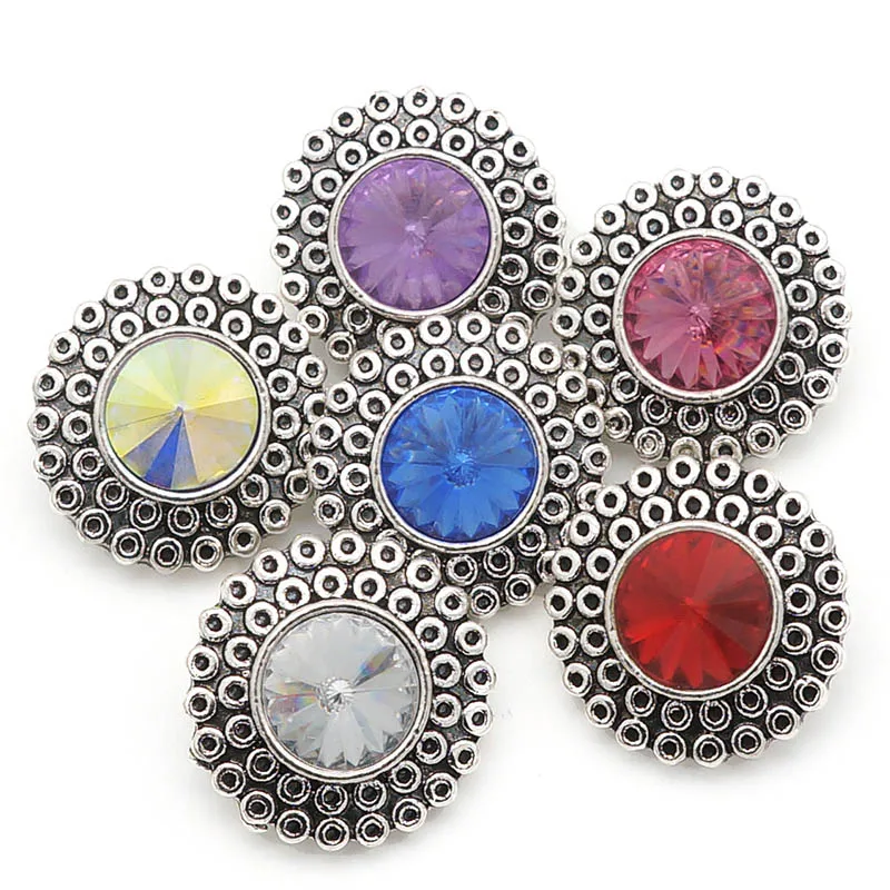 New Beauty Round 6colors rhinestone Dots metal 20mm snap buttons  fit 18mm snap jewelry wholesale KZ3273