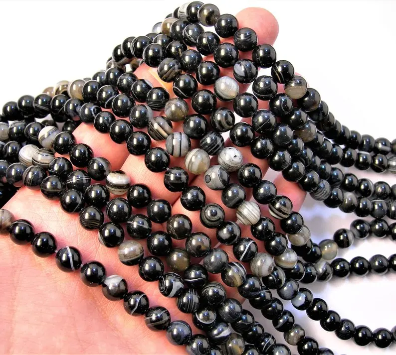 Natural Sardonyx Agate Beads 6mm 8mm 10mm 12mm Round Sea Sediment Stone Loose Beads for jewelry making,1 of 15