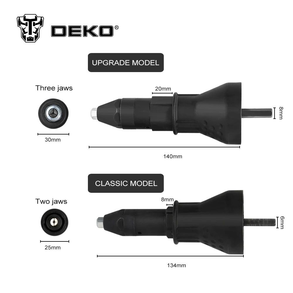 DEKO Electric Rivet Nut Gun Riveting Tool Cordless Riveting Drill Adaptor Insert Nut Tool Riveting Drill Adapter