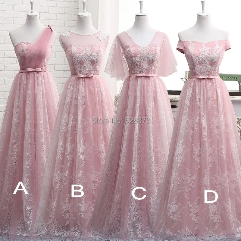 YNQNFS BD5 Elegant A-line Multi Color  One Shoulder Lace Bridesmaid Dresses Pink Blue Real Photos