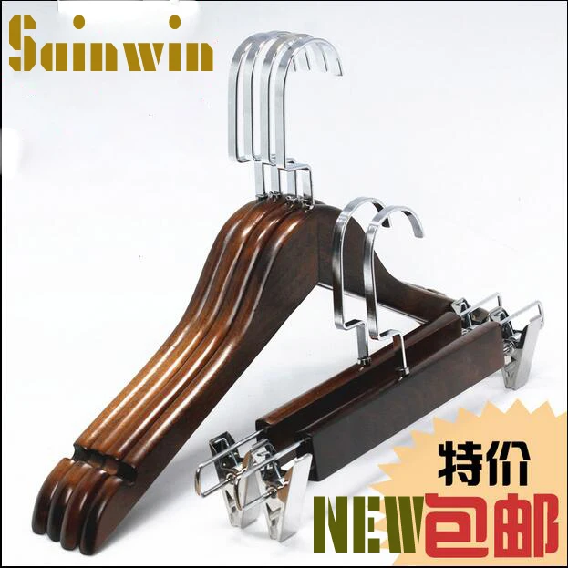 Sainwin 10pcs/lot Vintage wood hanger clothes hanging  coat hanger adult wooden clothes brace hook hangers for clothes rack