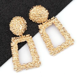 AENSOA Vintage Big Metal Drop Dangle Earring for Women Geometric Wedding Party Jewelry Gold Color Large Statement Earrings