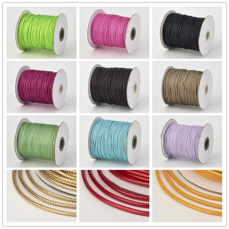 

1 Roll Environmental Korean Waxed Polyester Cord 2mm in Diameter,about 100yards/Roll(91.44m/Roll) Multiple Color Wholesale F80