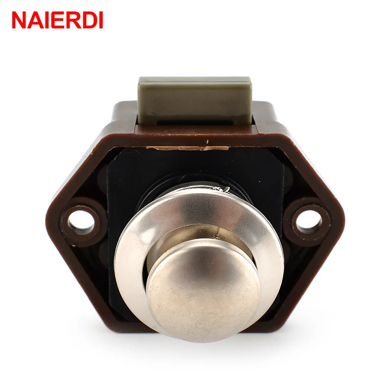 NAIERDI 20mm Camper Car Push Lock Diameter RV Caravan Boat Motor Home Cabinet Drawer Latch Button Locks For Furniture Hardware