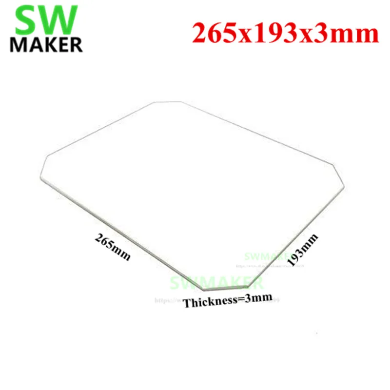 

265x193x3mm Borosilicate Glass plate for Magnum Creative 2 UNI 3D Printers